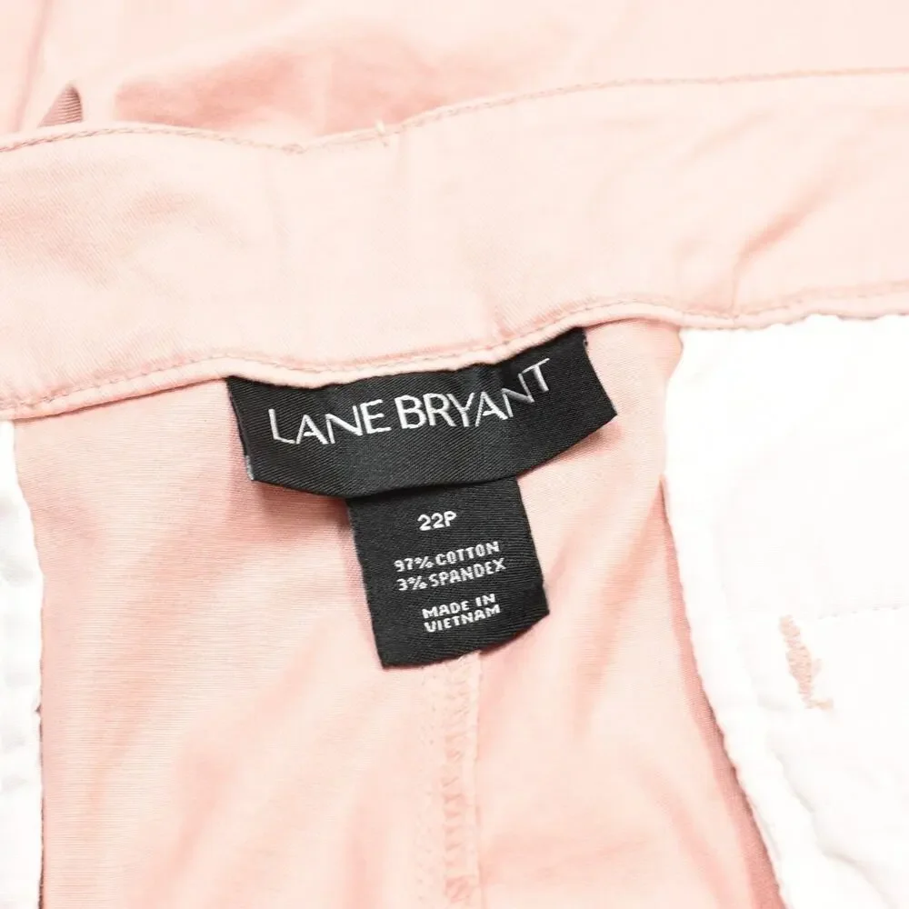 Lane Bryant Women Chino Shorts Solid Zip Cotton Blend Pink Size 22P